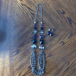 Purple/Silver Necklace and matching earrings